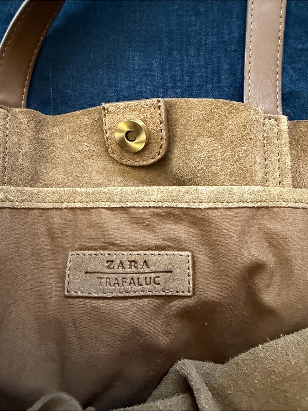 ZARA Suede Tote Bag in Brown - Picture 4 of 5